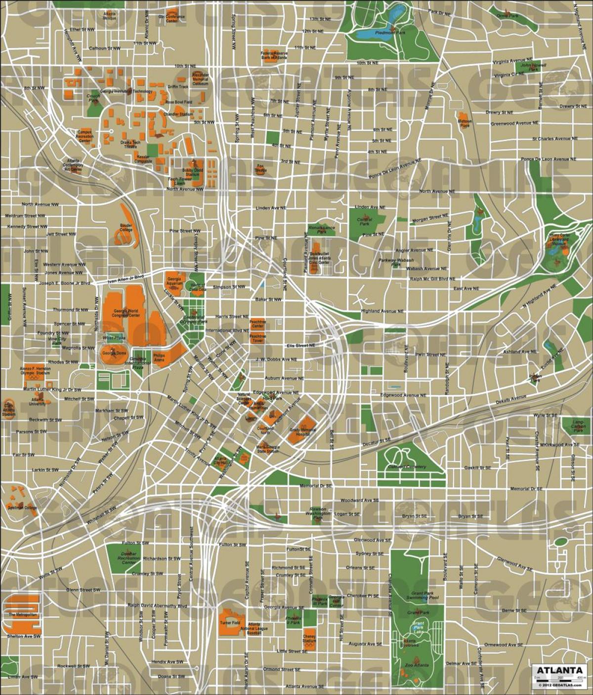 orașul Atlanta arată hartă