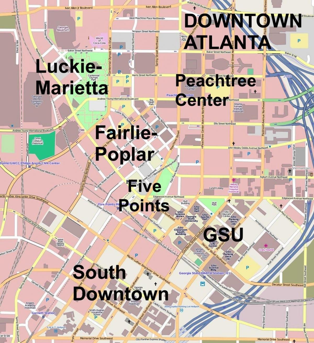 hartă din centrul orasului Atlanta