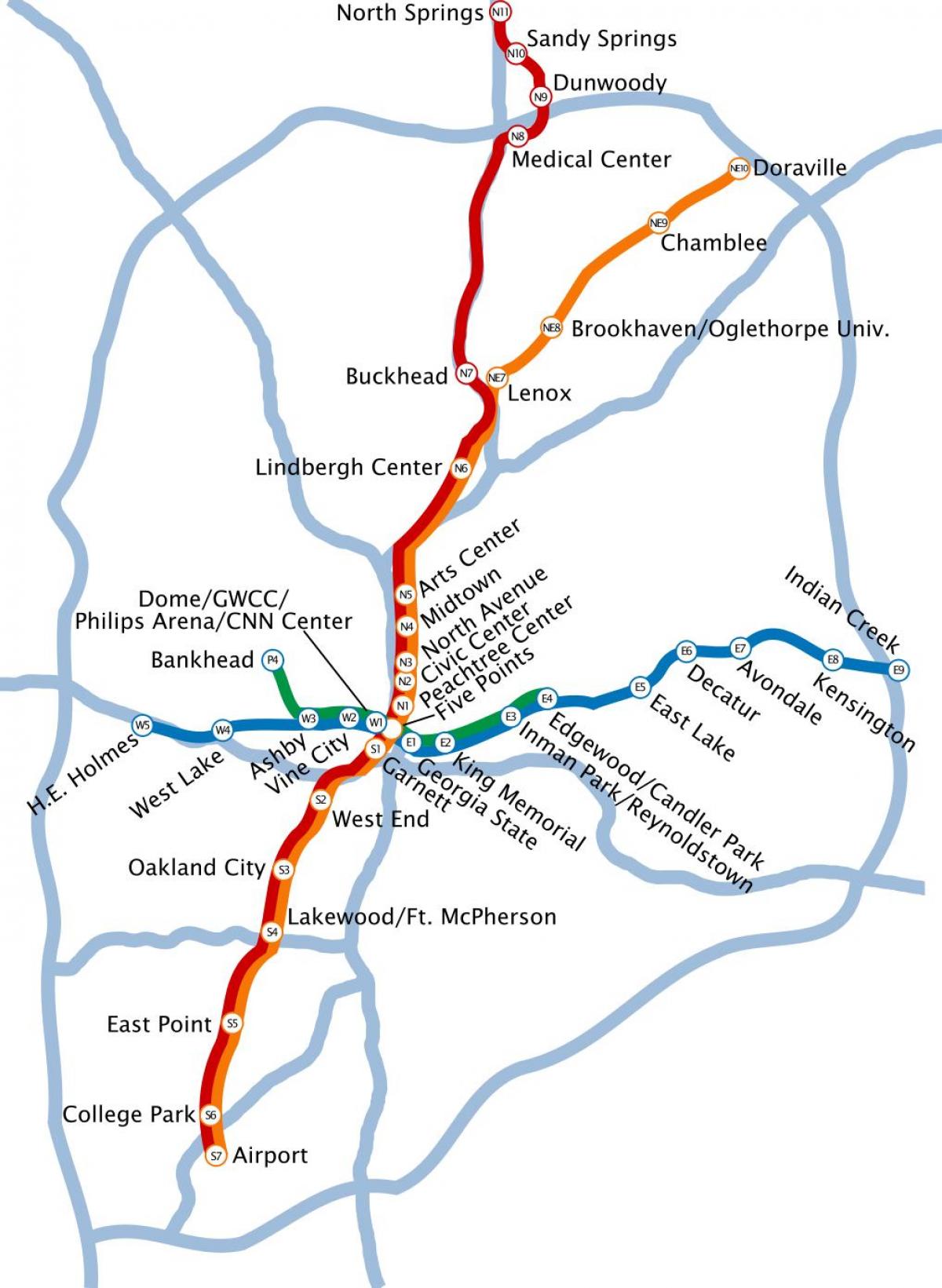 hartă de metrou Atlanta
