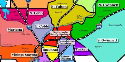 Harta Atlanta suburbii