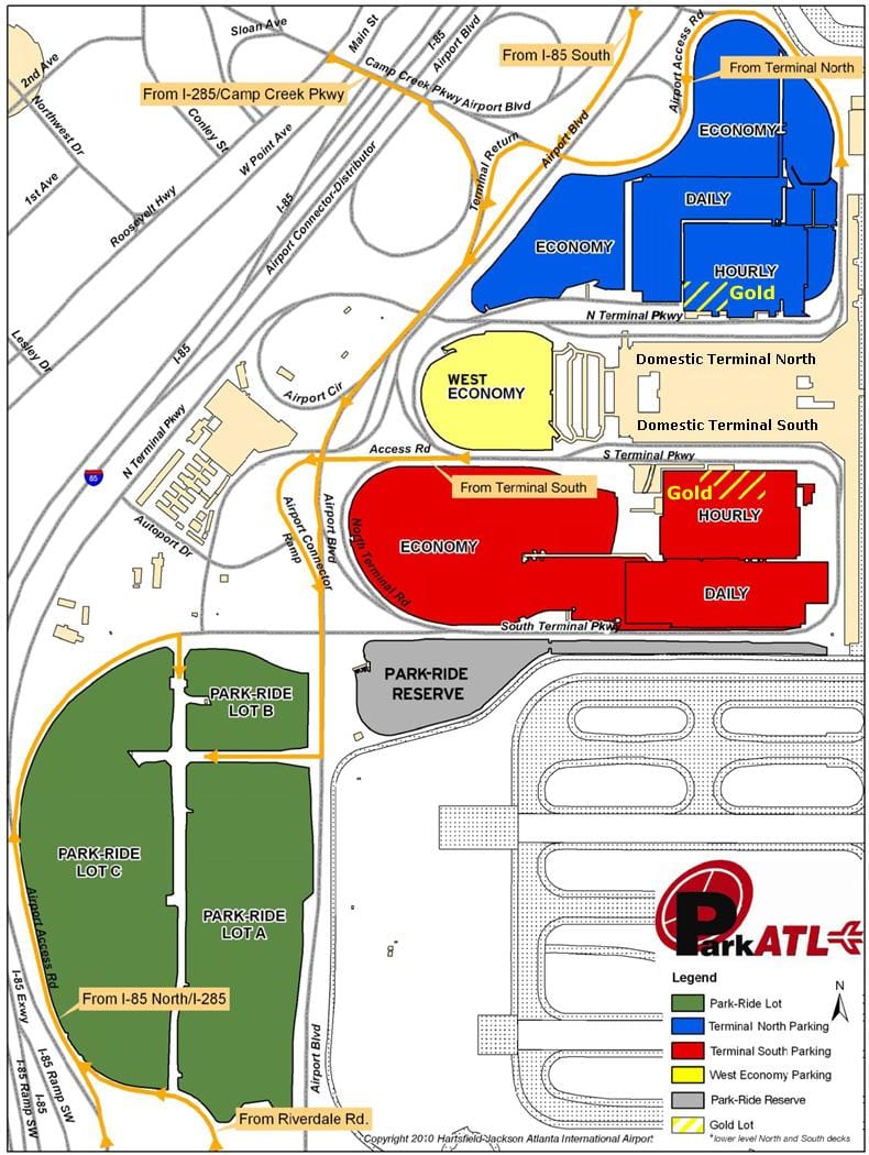 Atlanta Hartsfield parcare aeroport hartă