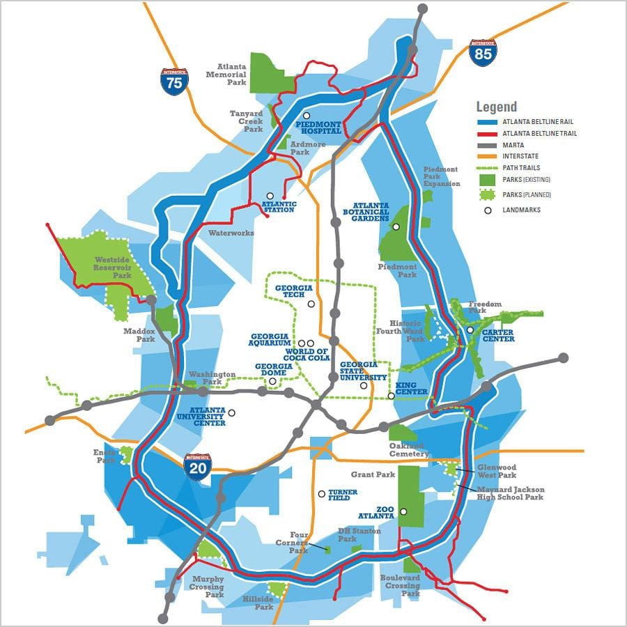 beltline Atlanta arată hartă